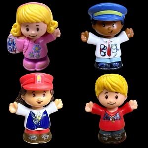 Little People Fisher Price -Emma Pilot Train Conductor Audrey Figures- Lot of 4